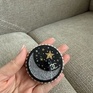 CHANEL Black, Silver & Gold Moon Star  brooch